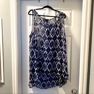 Torrid Ikat Print Hi Low Tank Top 3X Sheer Layering Blouse